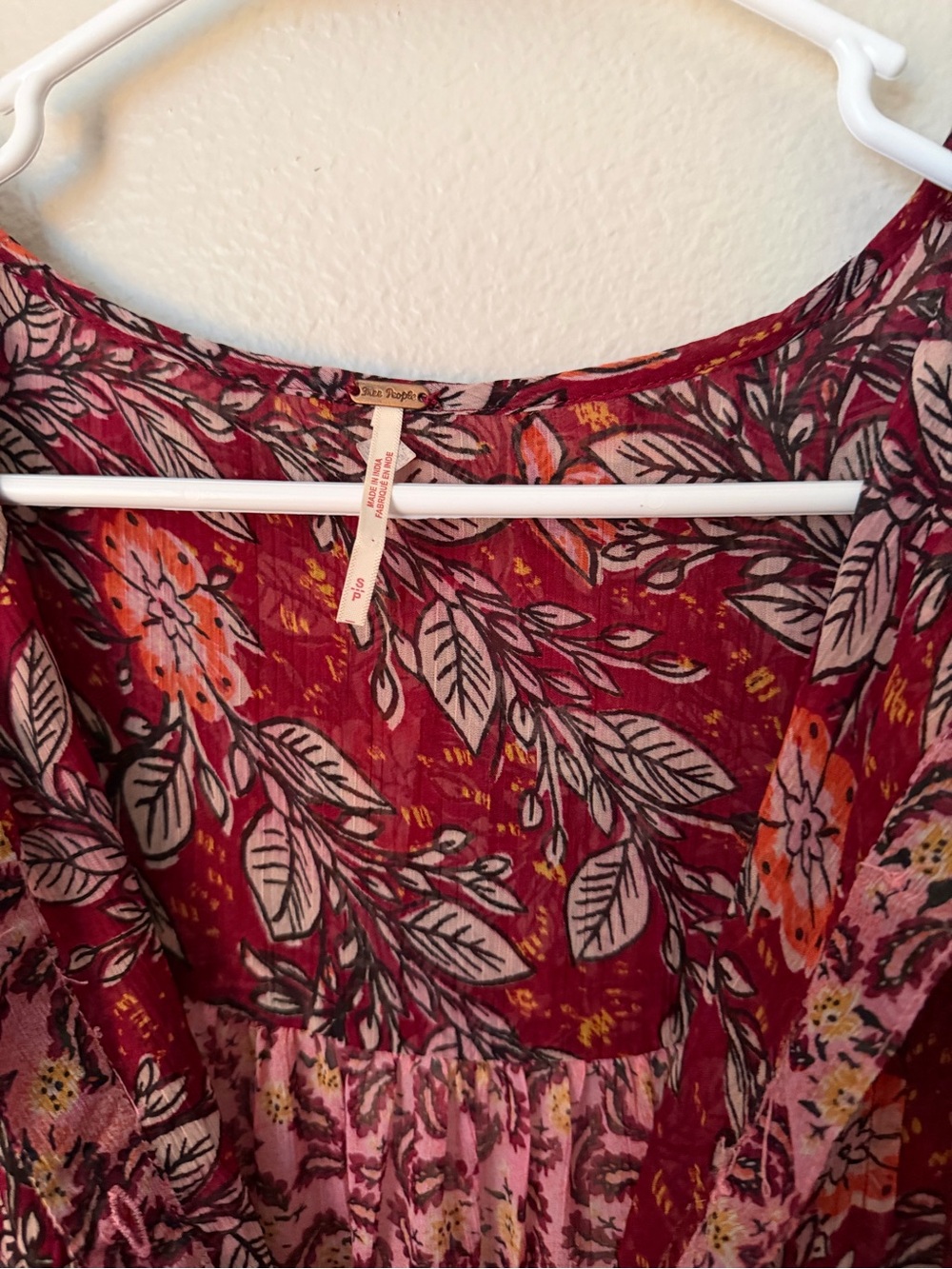 Free people Estelle Chiffon Sheer Bohemian Floral Tiered Maxi Dress S (no slip) - Picture 3 of 4